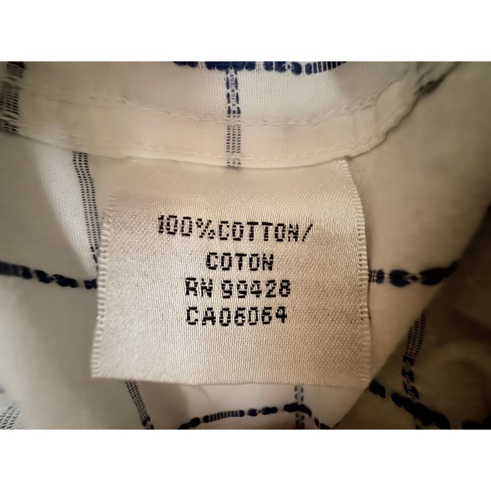 Bugatchi Men's Large White Blue Windowpane 100% Cotton Button-Up Shirt - Picture 4 of 6
